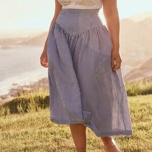 NEW Anthropolgie Hutch High Waisted Gingham Skirt With Pockets